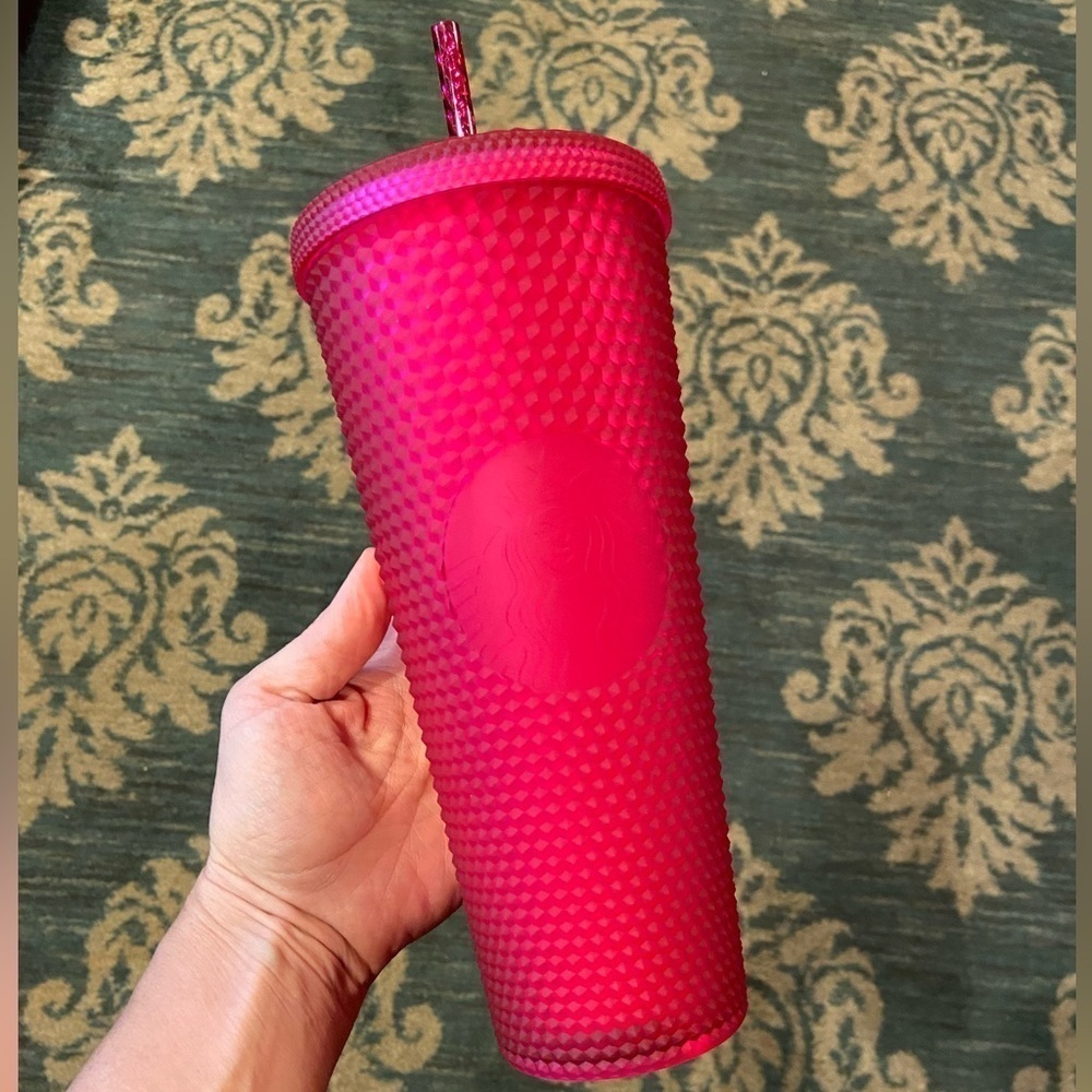 New! Spring 2023 Starbucks hot pink venti matte studded tumbler nwt